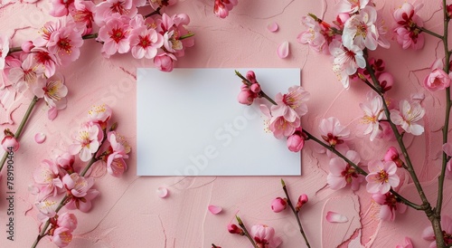 Paper Surrounded by Pink Flowers