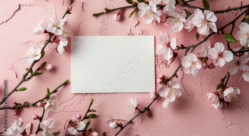 Paper Surrounded by Pink Flowers