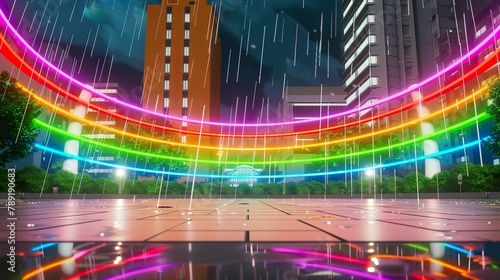 Rainbow Sculpture Glowing with neon lights
