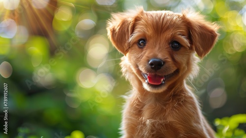 Puppy Sitting in Grass at Sunset