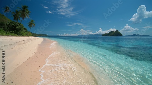 Painting of a Tropical Beach With Palm Trees