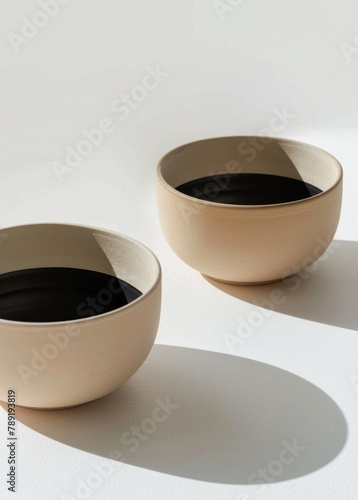 Two Bowls on White Table
