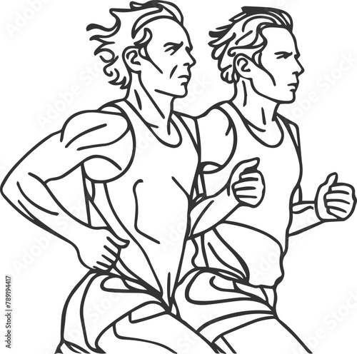 Wallpaper Mural Two athletes are running a marathon. Black and white sketch. Vector illustration Torontodigital.ca