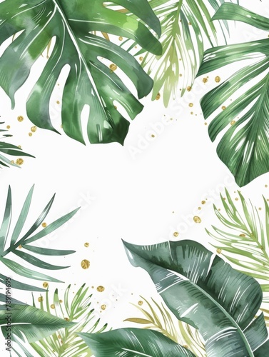 White Circle Surrounded by Green Leaves