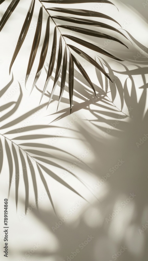 Obraz premium Palm Leaf Casting Shadow on Wall