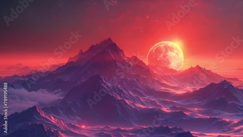 夕陽と山の風景,Generative AI  photo