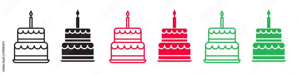 Icon Symbolizing a Joyous Birthday Party with Cake and Candles Icon Symbolizing a Joyous Birthday Party with Cake and Candles