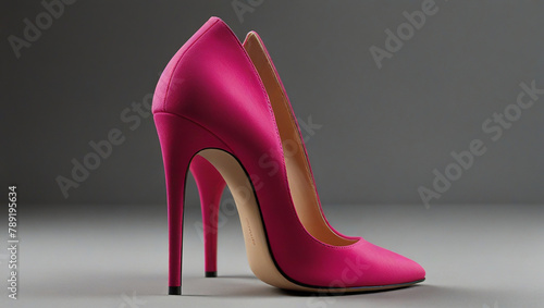 A pink high heel shoe.