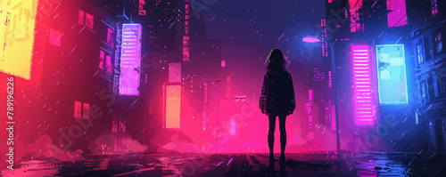 in anime vector cartoon cyberpunk. vector simple illustration
