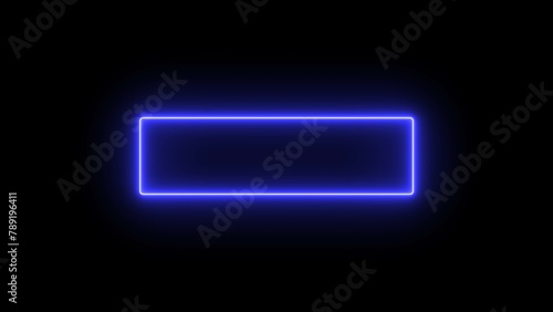Blue color Neon monochrome border. neon frame. Isolated glow border illustration. Glowing borders isolated on black background. photo
