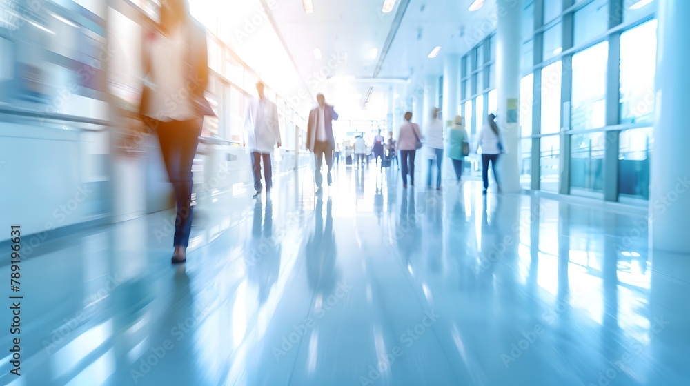 Busy office environment captured in a dynamic, blurred motion. Professionals on the move. Ideal for corporate and business themes. Shot in natural light for an authentic feel. AI Busy office environment captured in a dynamic, blurred motion. Professionals on the move. Ideal for corporate and business themes. Shot in natural light for an authentic feel. AI