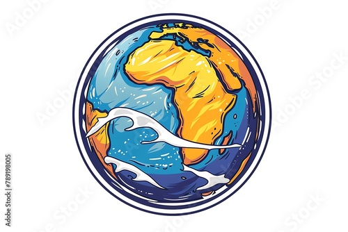 Illustration drawing of globe logo with isolated background .