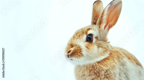 Close-up of a Cute Brown Rabbit on a Pure White Background. Perfect for Easter and Pet Themes. High-Quality Stock Image. AI