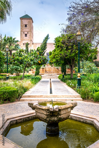 Rabat, Morocco - March 23, 2024: Oasis of freshness very appreciated by the Rabatis, the garden of the Oudayas, located in the Kasbah of the Oudayas in Rabat