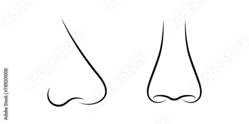 human nose icon set isolated on white background