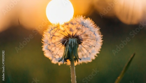 dandelion on sunset background  dandelion beautiful macro photography with sunset