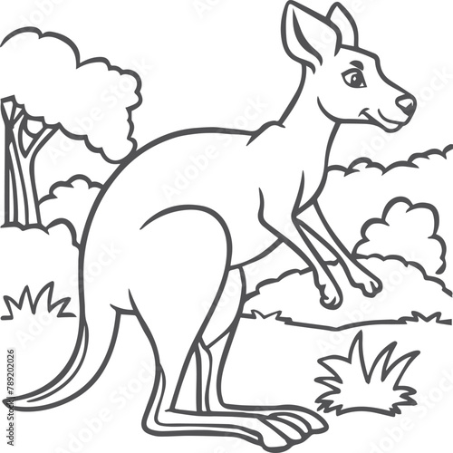 Kangaroo coloring pages. Kangaroo animal outline for coloring book