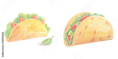 traditional taco watercolor vector illustration