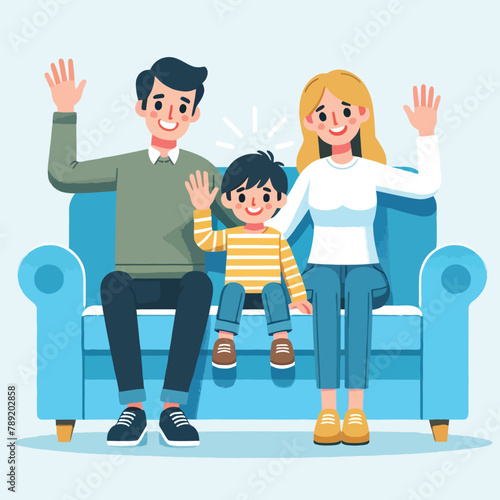 illustration of happy family greetings