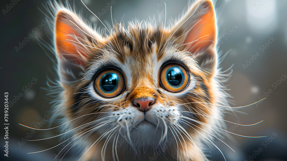 3D Digital art illustration of very Cute and beautiful Cat with very big and adorable eyes 3D Digital art illustration of very Cute and beautiful Cat with very big and adorable eyes