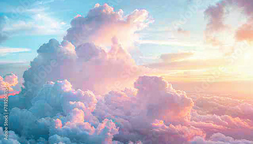 soft dreamy pastel clouds background ethereal sky with fluffy cloudscape serene heavenly atmosphere digital illustration 