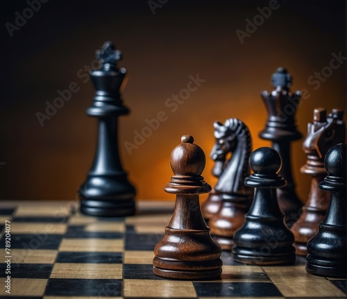 Background idea for a business plan featuring important chess and strategic pieces and copy space