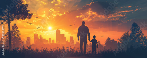 Happy fathers day concept illustration with silhouette design photo