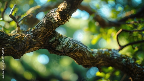 Beautiful green tree branch in the park. Close-up photography