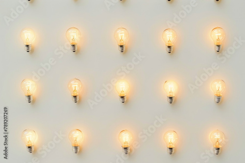 Wallpaper Mural Many lightbulbs on a white background with lights on Torontodigital.ca