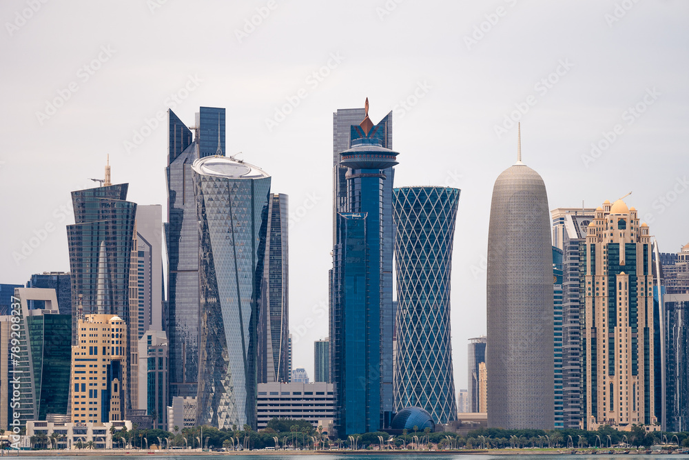 Skyline Doha in the afternoon at Doha corneach, Qatar 10-04-2024