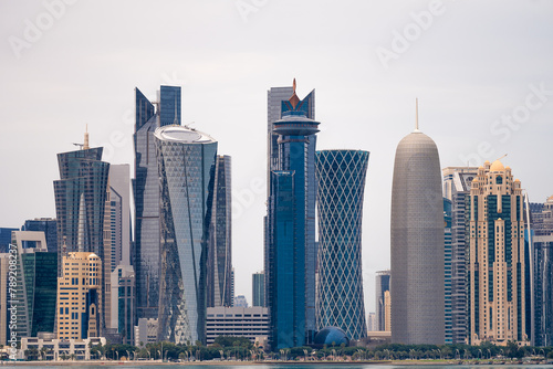 Skyline Doha in the afternoon at Doha corneach, Qatar 10-04-2024 photo