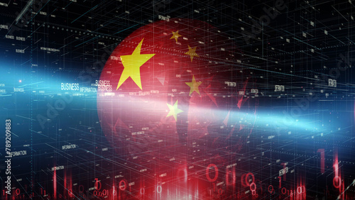 China flag orb and business cyberspace illustration background.