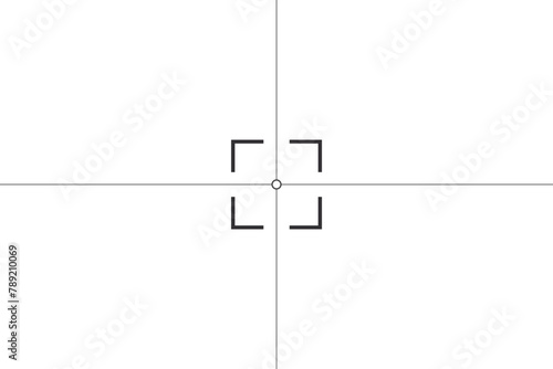 A sniper scope, a box and simple plain lines, set against on white background. Concepts: targeting,  focusing, precision, clarity.