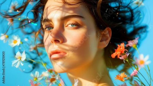 Freckled Woman with Flowers