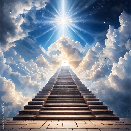Steps in the sky leading to the Cross Stairs in the sky Beautiful Christian picture 