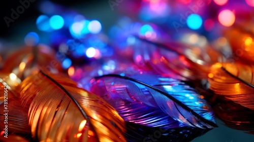 Orange Feathers with Bokeh Lights