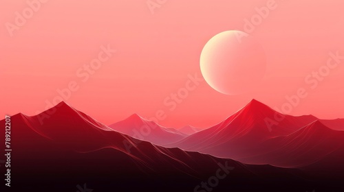White Sun Setting Behind Red Mountains