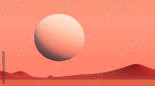 White Sphere over Orange Landscape