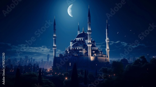 Illuminated Mosque in Ramadan © ZEKINDIGITAL