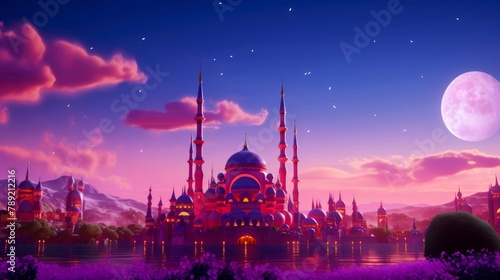 Illuminated Mosque in Ramadan