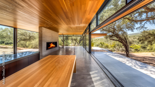 Modern Interior with Forest View