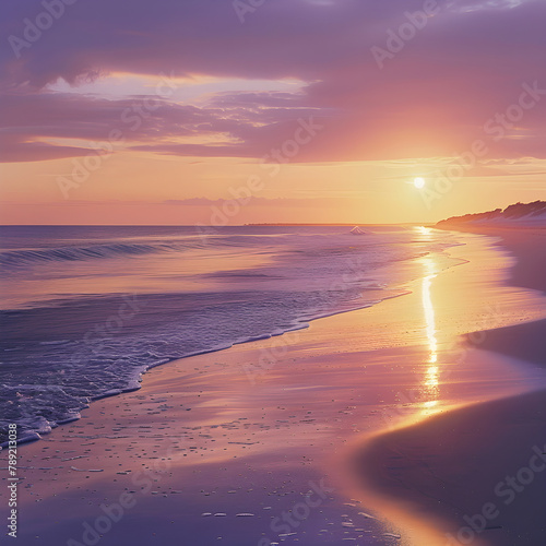 Tranquil Sunset on a Beach - An Elegant Display of Nature's Palette in CSS with a px value of 600.
