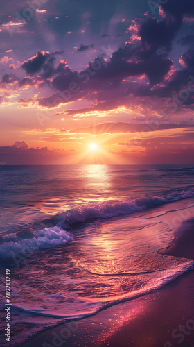 Tranquil Sunset on a Beach - An Elegant Display of Nature's Palette in CSS with a px value of 600.