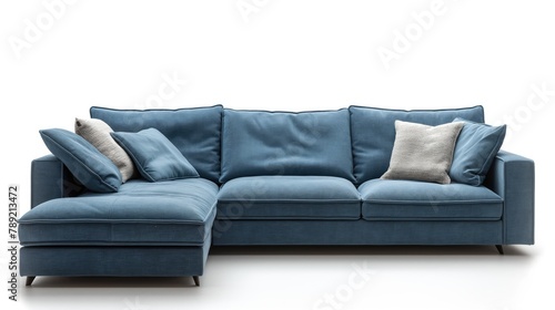 Cozy Minimalism: A Modern Living Room with a Blue Couch © MrJacki