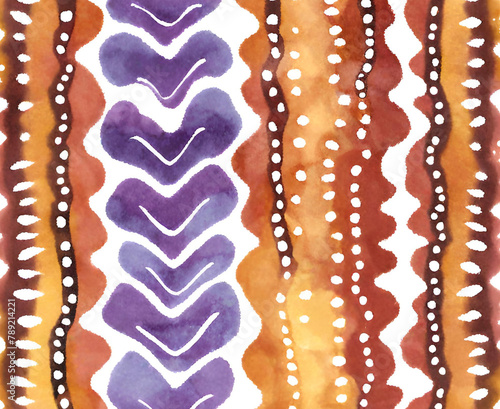 Abstract cultural pattern in purple and brown gradients