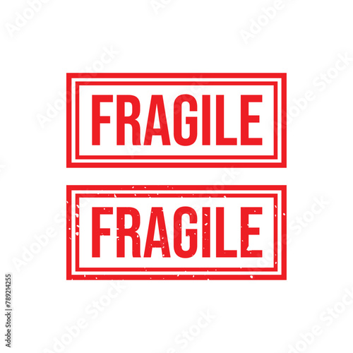 Sticker fragile handle with care vector. warning label, fragile label with broken glass symbol, vector