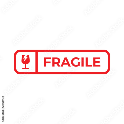 Sticker fragile handle with care vector. warning label, fragile label with broken glass symbol, vector