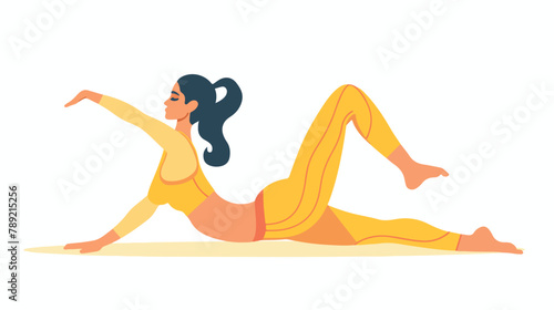 Girl stretching in hanumanasana yoga posture. Young