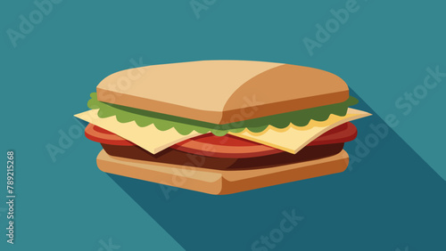 Focaccia sandwich with Turkey side,bacon,parmesan and cheddar cheese,pasta mayonnaise,tomato,spring mixed,grill,Illustration.digital.The illustration is vector.bright colors.edit.Delicious focaccia