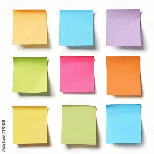 Set of colorful vector blank sticky post it notes isolated on white background